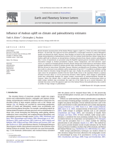 Ehlers and Poulsen, Influence of Andean uplift on climate and