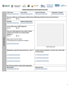 Diabetes Management and Emergency Care Plan