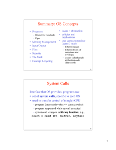 Summary: OS Concepts System Calls