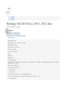 Biology IGCSE FALL 2011_2012 - Biology