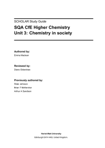 SQA CfE Higher Chemistry Unit 3: Chemistry in society