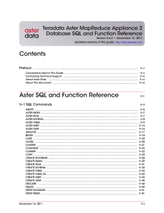 Contents Aster SQL and Function Reference