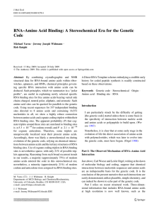 RNA–Amino Acid Binding - University of Colorado-MCDB