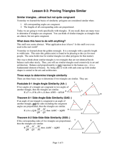 Lesson 8-3: Proving Triangles Similar