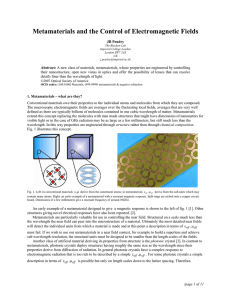 Metamaterials and the Control of Electromagnetic Fields