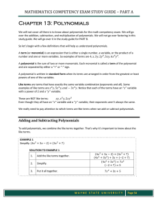 Chapter 13: Polynomials - Wayne State University