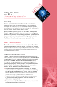 Caring for a person who has a personality disorder