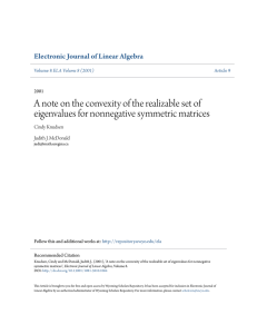 A note on the convexity of the realizable set of eigenvalues for