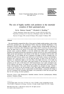 The role of highly mobile crab predators in the intertidal zonation of