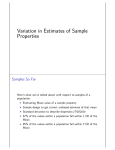 Variation in Sample Estimates Lecture Handout