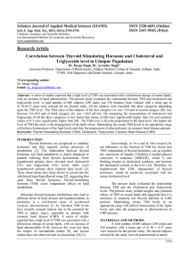 Research Article Correlation between Thyroid Stimulating Hormone