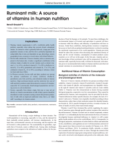 Ruminant milk: A source of vitamins in human nutrition