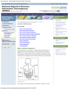 Lactose Intolerance - National Digestive Diseases Information