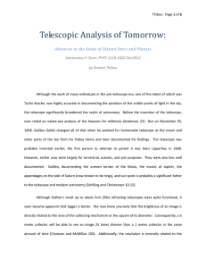 Thibou Page 1 of 6 Telescopic Analysis of Tomorrow: Advances in