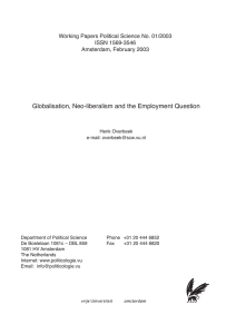 Globalisation, Neo-liberalism and the Employment Question