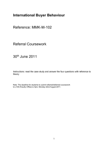 International Buyer Behaviour Reference: MMK-M