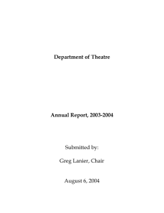 Theatre, Department of, Annual Report, 2003-2004