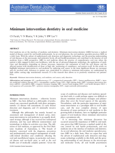Minimum intervention dentistry in oral medicine