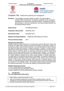 Arterial lines monitoring and management