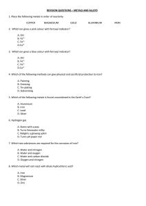 Topic 9 – Metals WRITTEN QUESTIONS