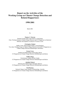 Report on the Activities of the Working Group on Climate