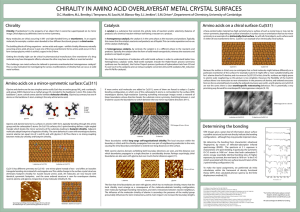 Chirality in amino acid over layers at metal crystal surfaces