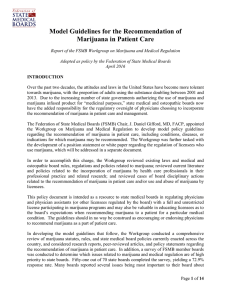 Model Guidelines for the Recommendation of Marijuana in Patient