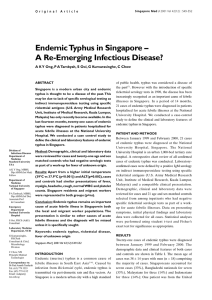 Endemic Typhus in Singapore – A Re