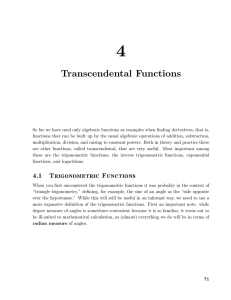 Chapter 4: Transcendental Functions