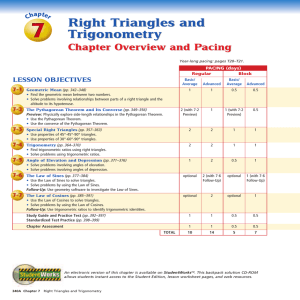 Chapter 7: Right Triangles and Trigonometry