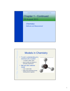 Chapter 1 - Continued Models in Chemistry 1.1 The Discovery Process