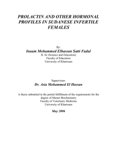 prolactin and other hormonal profiles in sudanese infertile females