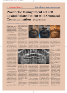 Prosthetic Management of Cleft lip and Palate Patient with Oronasal