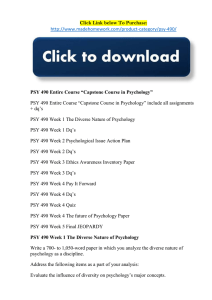 PSY 490 Week 1 The Diverse Nature of Psychology