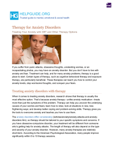 Therapy for Anxiety Disorders: Treating Anxiety with CBT and Other