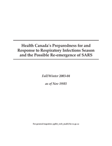 Health Canada`s Preparedness for and Response to Respiratory