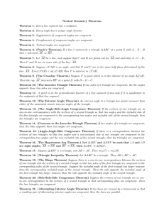 Neutral Geometry Theorems Theorem 1. Every line segment has a