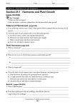 Section 25-1 Hormones and Plant Growth