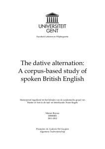 The dative alternation - Ghent University Library
