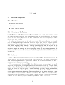 PHY140Y 33 Nuclear Properties - University of Toronto, Particle