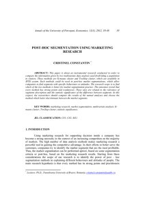 Constantin, C. Post-Hoc Segmentation Using Marketing Research