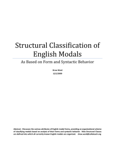 Structural Classification of English Modals