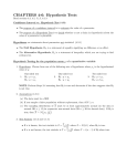 CHAPTERS 4-6: Hypothesis Tests