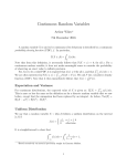 Week 11:Continuous random variables.