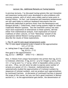 Lecture 14a: Additional Remarks on Tuning Systems In previous