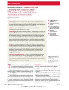 Screening for Colorectal Cancer: USPSTF Recommendation