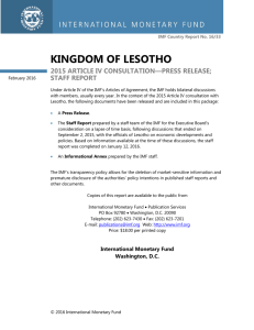 Kingdom of Lesotho: 2015 Article IV Consultation -