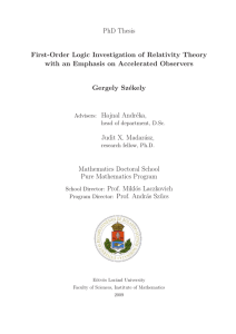 PhD Thesis First-Order Logic Investigation of Relativity Theory with