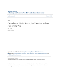 Crusaders in Khaki: Britain, the Crusades, and the First World War