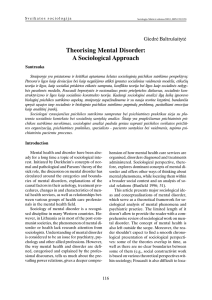 Theorising Mental Disorder: a Sociological Approach